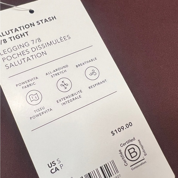 Athleta 7/8 Salutation Stash Leggings Color: Spiced Cabernet - Picture 5 of 6